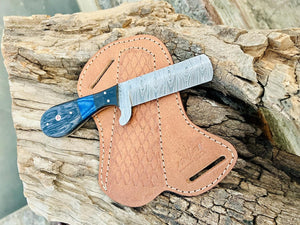 Custom Handmade Bull Cutter Knife – Damascus Steel Holiday Edition