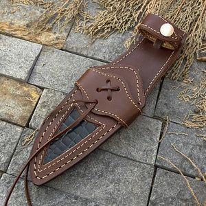 🔥 Handmade Damascus Steel Hunting Knife – Rosewood Handle & Damascus Guard + Leather Sheath