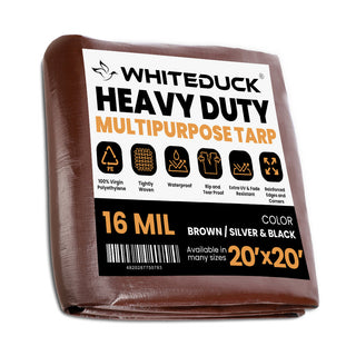 20’ x 20’ Super Heavy Duty Poly Tarp - Brown