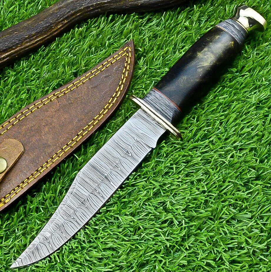 Western Boulder Colorado Knife – 11" Handmade Damascus Steel Blade with Epoxy Resin Handle & Brass Guard