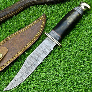 Western Boulder Colorado Knife – 11" Handmade Damascus Steel Blade with Epoxy Resin Handle & Brass Guard