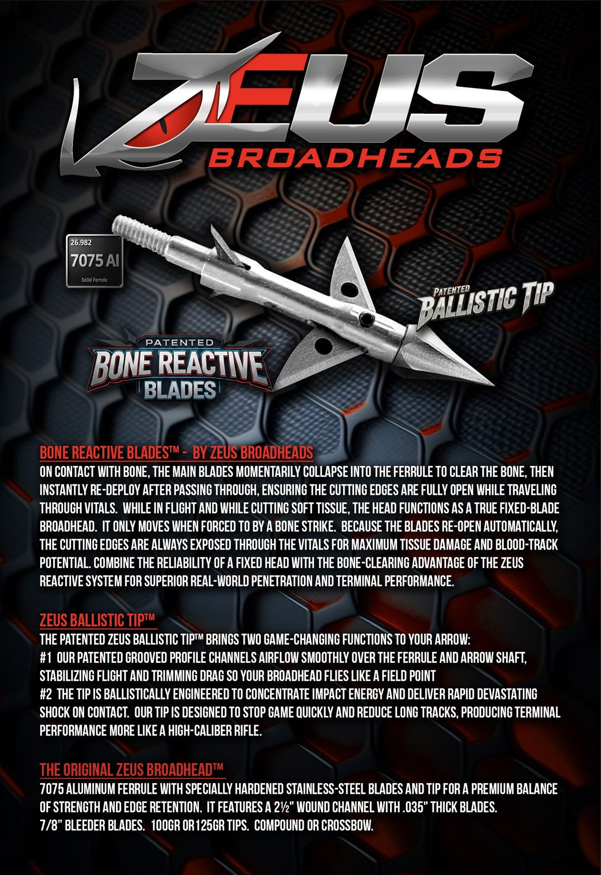 ZEUS 125 GRAIN BROADHEADS (3 PACK)