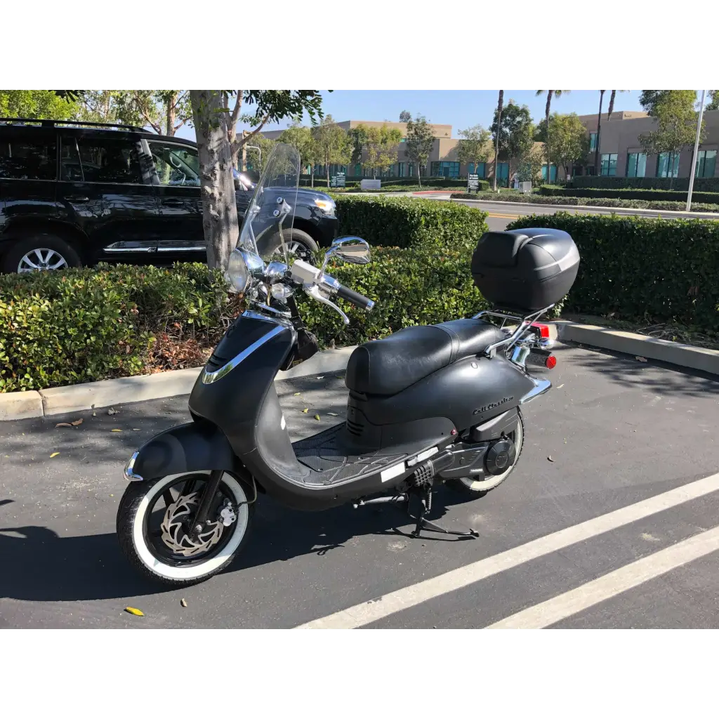 Deluxe Motorcycle Cover with Back Rack Trunk Pouch (L) Black