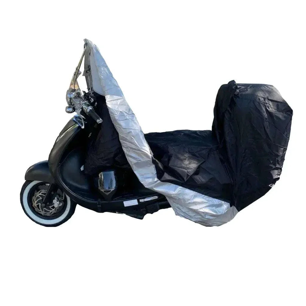 Deluxe Motorcycle Cover with Back Rack Trunk Pouch (XL) Black