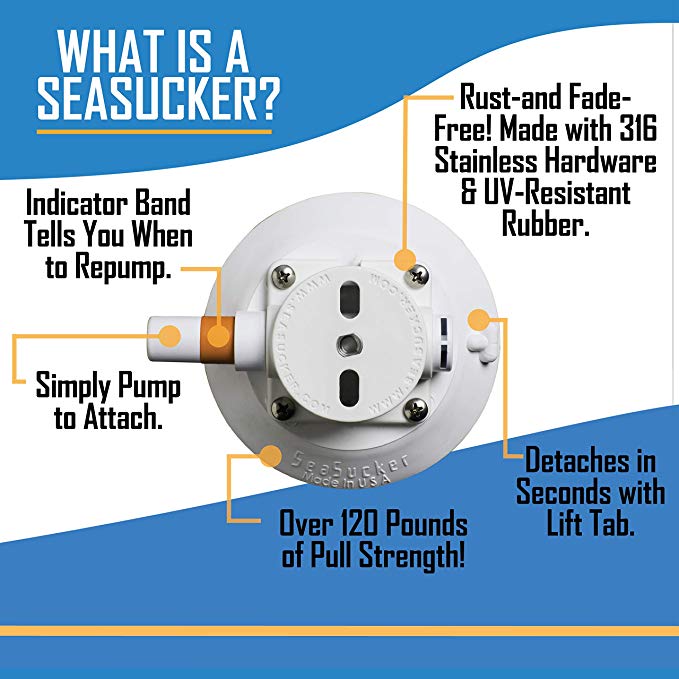 Docktail Boat Table Caddy with 2 SeaSucker Vacuum Mounts - Choose Your Color