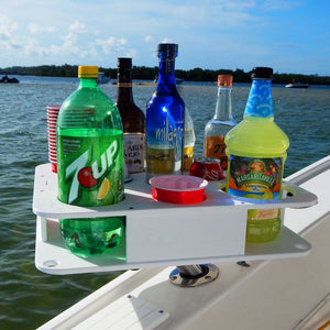 Docktail Boat Table Caddy with Adjustable Rod Holder Mount
