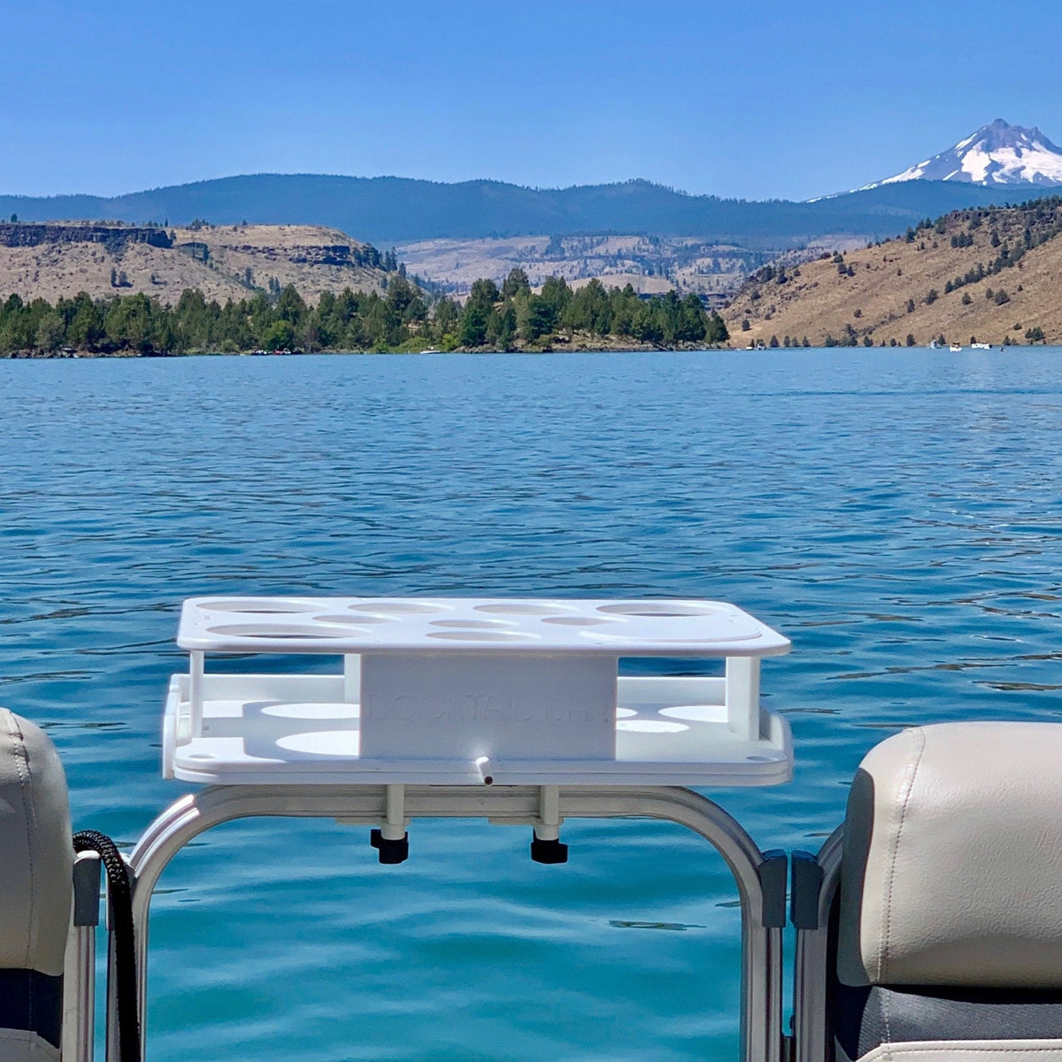 Docktail Boat Table Caddy with Pontoon Boat Rail Mount