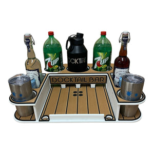 Docktail Butler Boat Table with Adjustable Rod Holder Mount