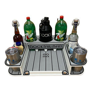 Docktail Butler Boat Table with Adjustable Rod Holder Mount