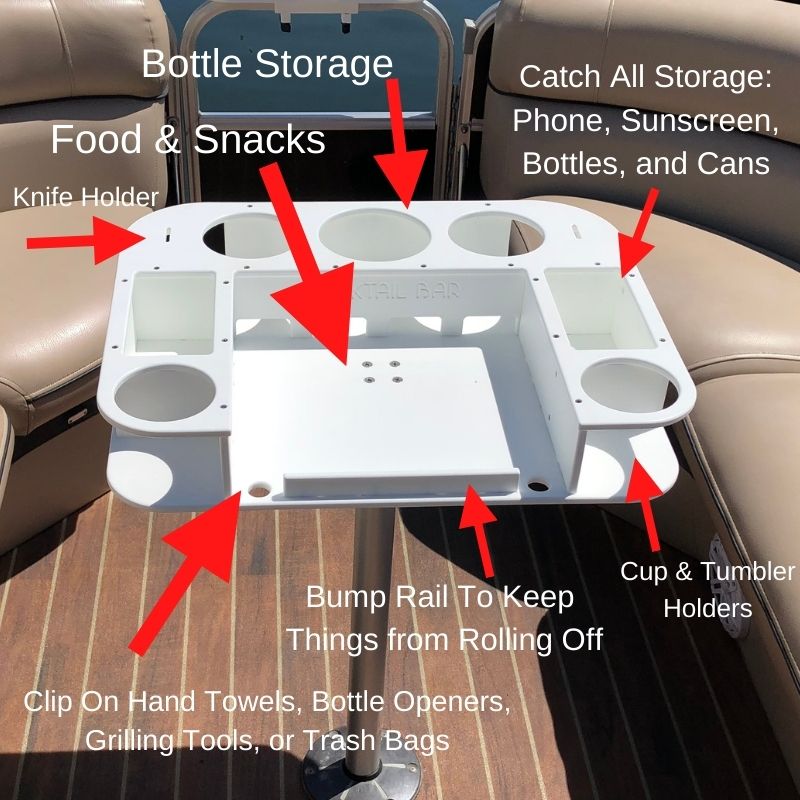 Docktail Butler Boat Table with Pedestal Table Attachment Options
