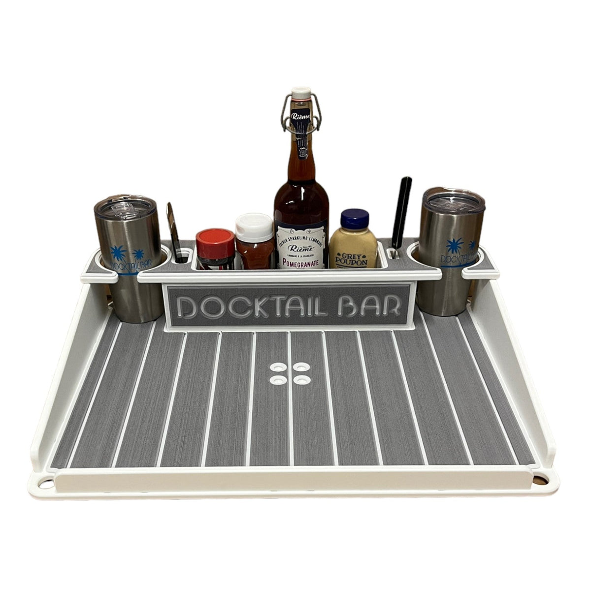 Docktail Utility Boat Table Accessory with Adjustable Rod Holder Mount