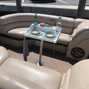 Docktail Utility Boat Table with Pedestal Table Attachment Options