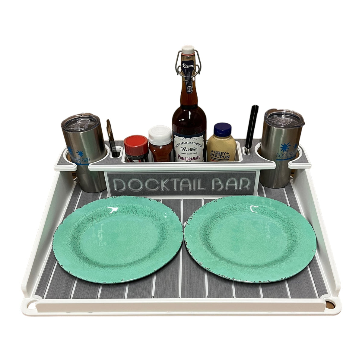 Docktail Utility Boat Table with Pontoon Boat Rail Mount