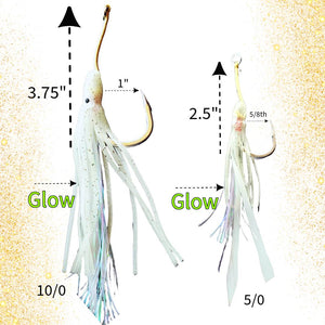 Submission Squid Assist Hooks: 10/0 and 5/0 Glow-in-the-Dark Slow Pitch Jigging Hooks