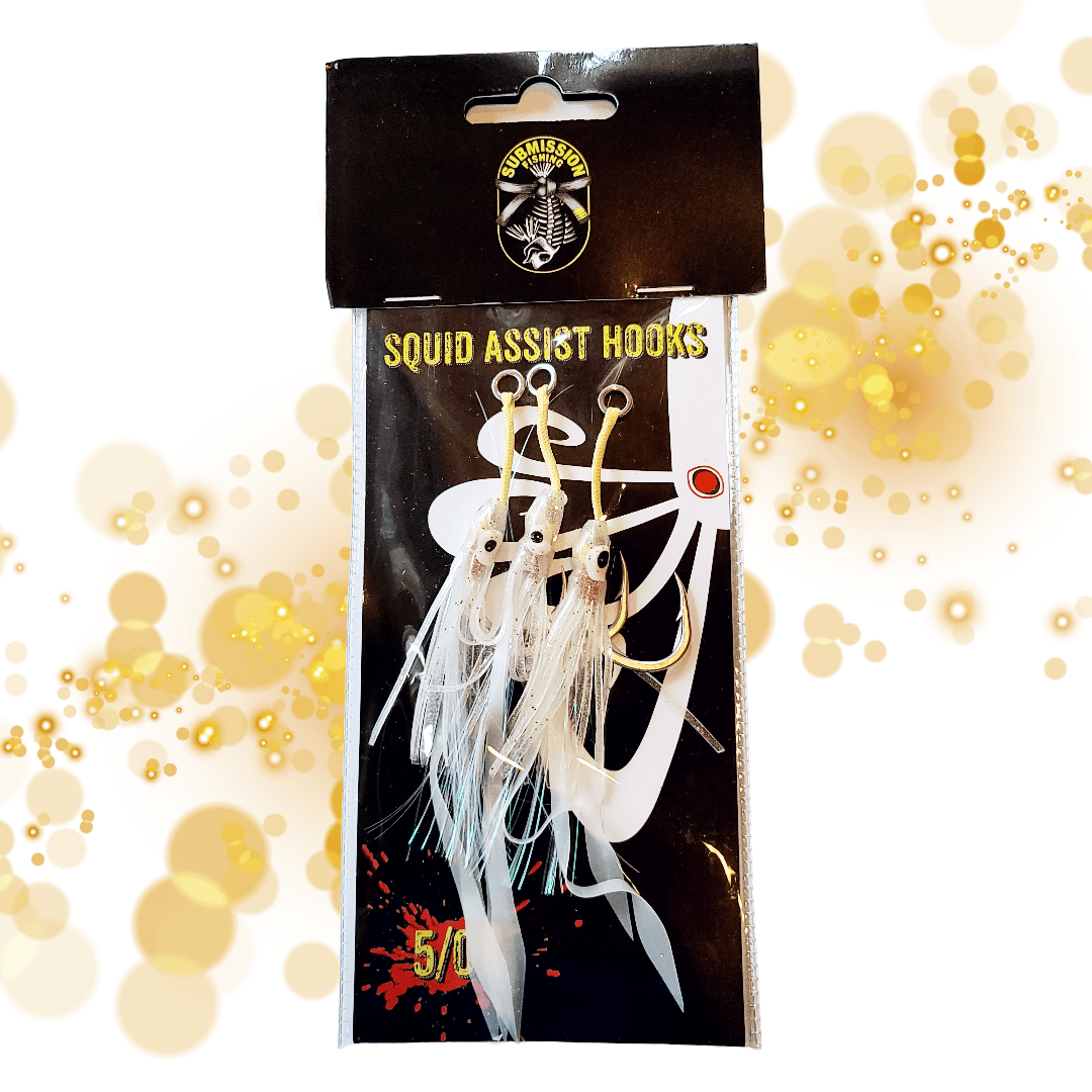 Submission Squid Assist Hooks: 10/0 and 5/0 Glow-in-the-Dark Slow Pitch Jigging Hooks