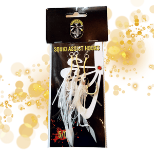 Submission Squid Assist Hooks: 10/0 and 5/0 Glow-in-the-Dark Slow Pitch Jigging Hooks