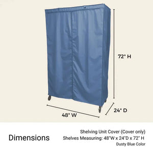 Storage Shelving Unit Cover, fits racks 48"W x 24"D x 72"H in Dusty Blue