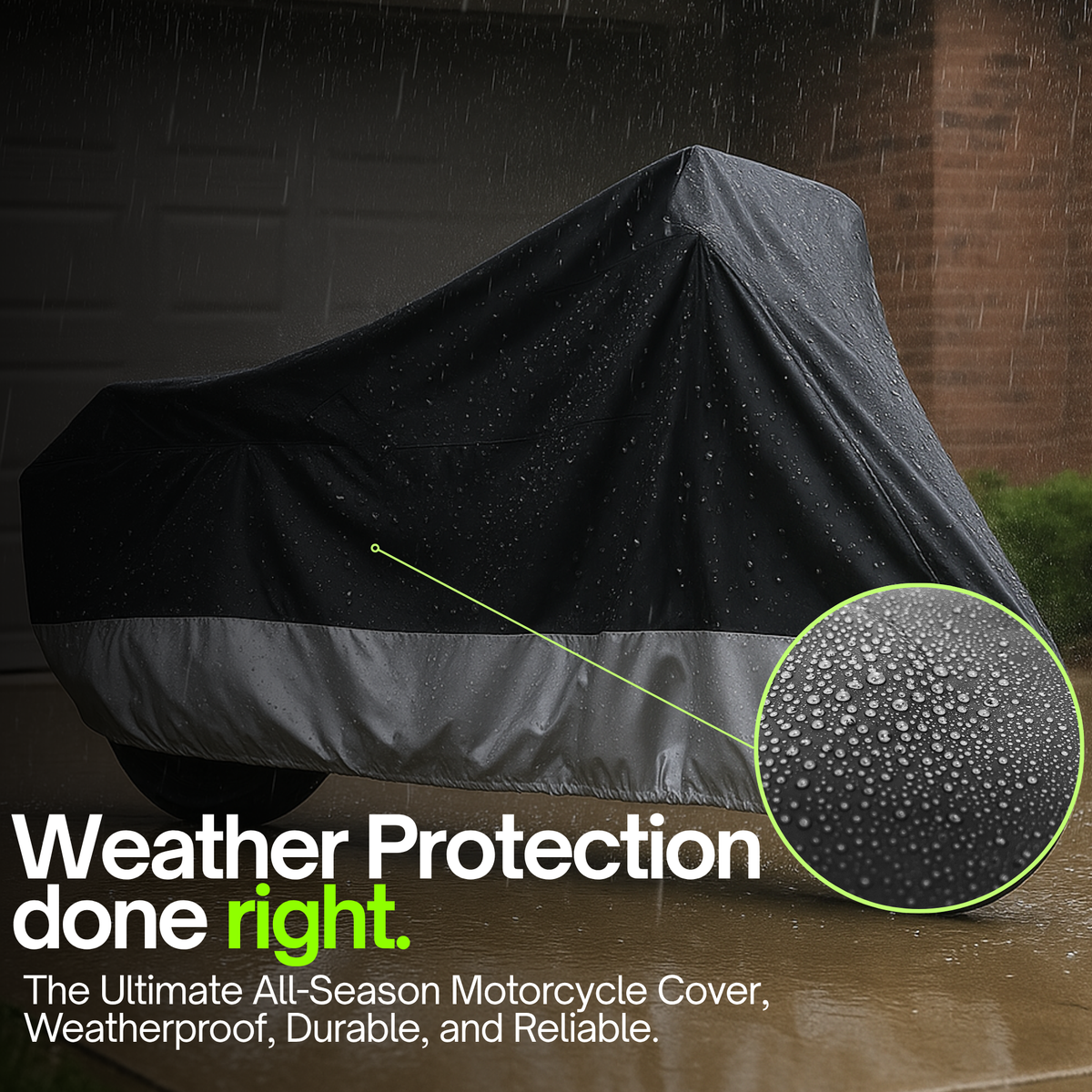 Light Weight Motorcycle Cover (XL) with Cable & Lock. Fits up to 94" Length Medium Cruiser, Large Sport Bike