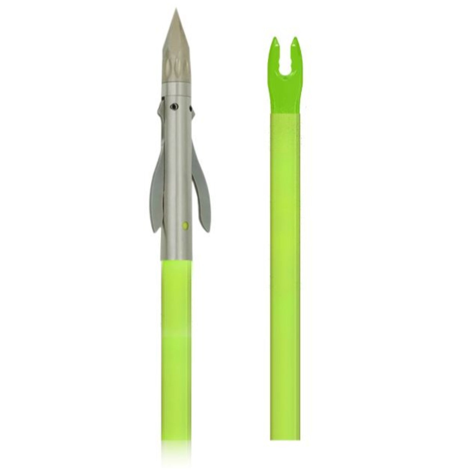 Muzzy Iron 2 Blade Fish Point w/ Chartreuse Arrow