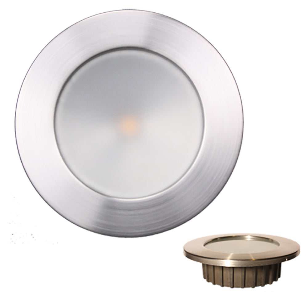 Lunasea ZERO EMI Recessed 3.5 LED Light - Warm White w/Brushed Stainless Steel Bezel - 12VDC