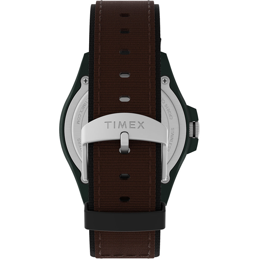Timex Expedition Acadia Rugged Black Resin Case - Natural Dial - Brown/Black Fabric Strap