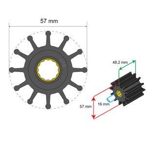 Albin Pump Premium Impeller Kit 57 x 16 x 48.2mm - 12 Blade - Spline Insert OutdoorUp