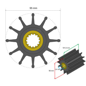 Albin Pump Premium Impeller Kit 95 x 24 x 101.5mm - 12 Blade - Spline Insert OutdoorUp