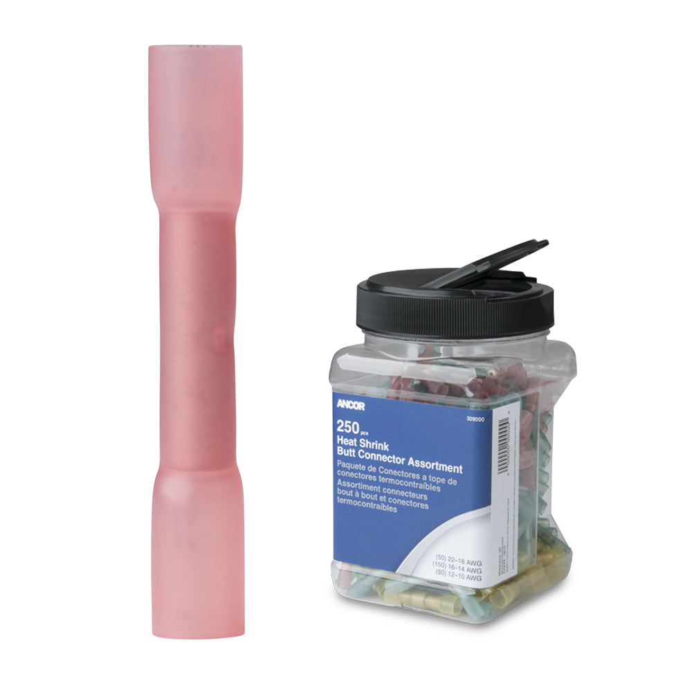 Ancor 22-18 AWG Heat Shrink Butt Connector - 250-Pieces - Jar OutdoorUp