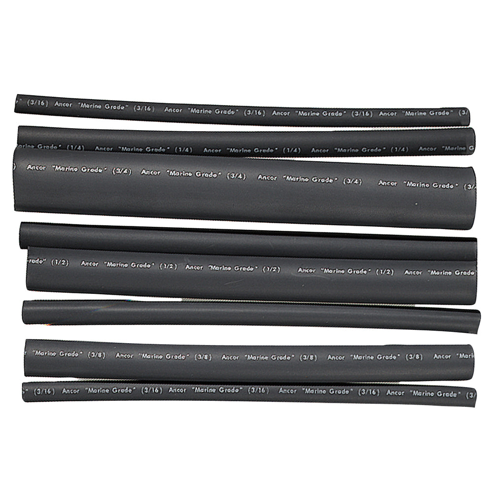 Ancor Adhesive Lined Heat Shrink Tubing - Assorted 8-Pack, 6", 20-2/0 AWG, Black OutdoorUp