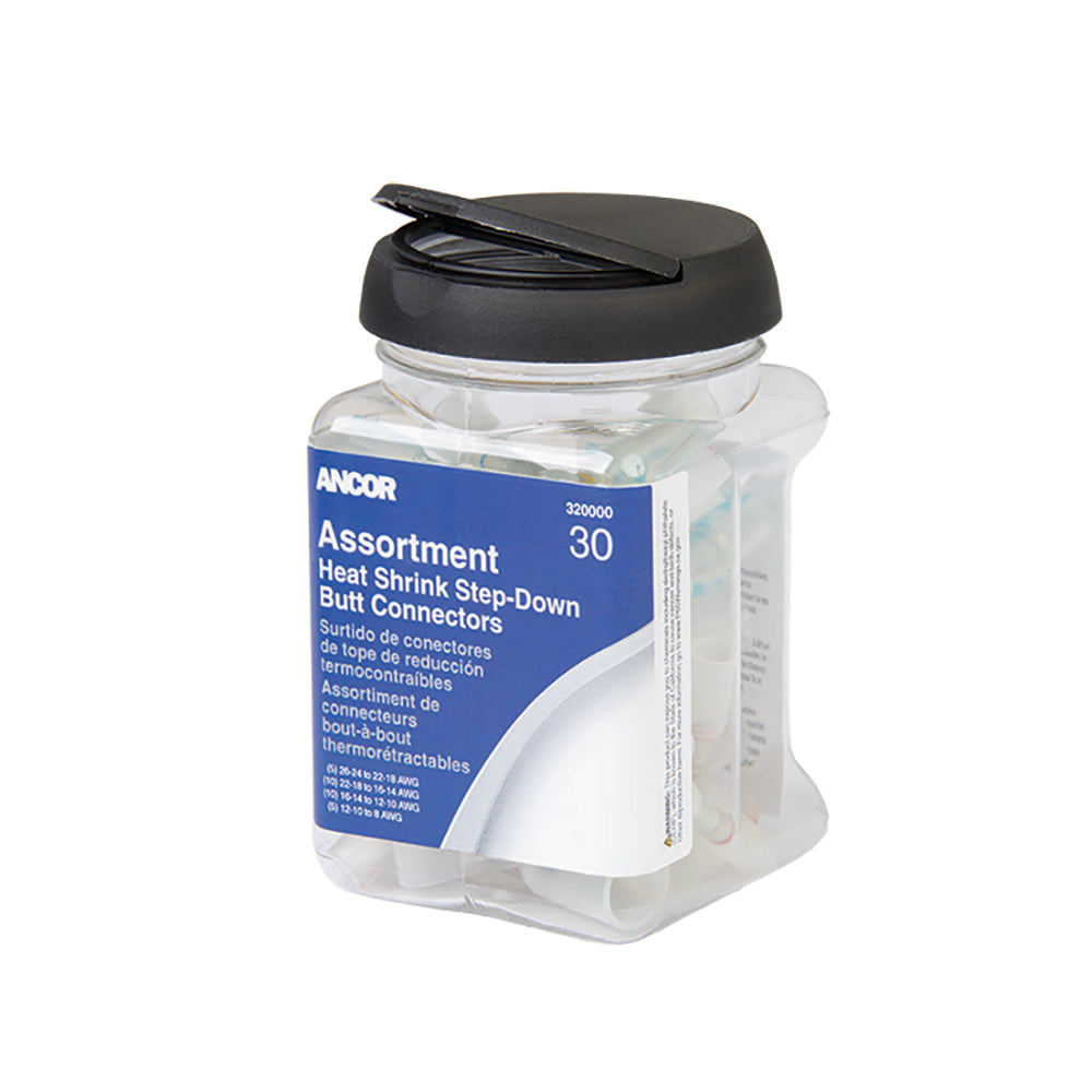 Ancor Heat Shrink Multi-Wire Step Down Butt Connectors 24-8 Assorted 30-Piece Jar OutdoorUp