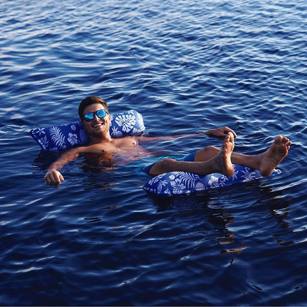 Aqua Leisure 4-In-1 Monterey Hammock Supreme XL 53" x 31.5" - Hibiscus Pineapple Royal Blue OutdoorUp