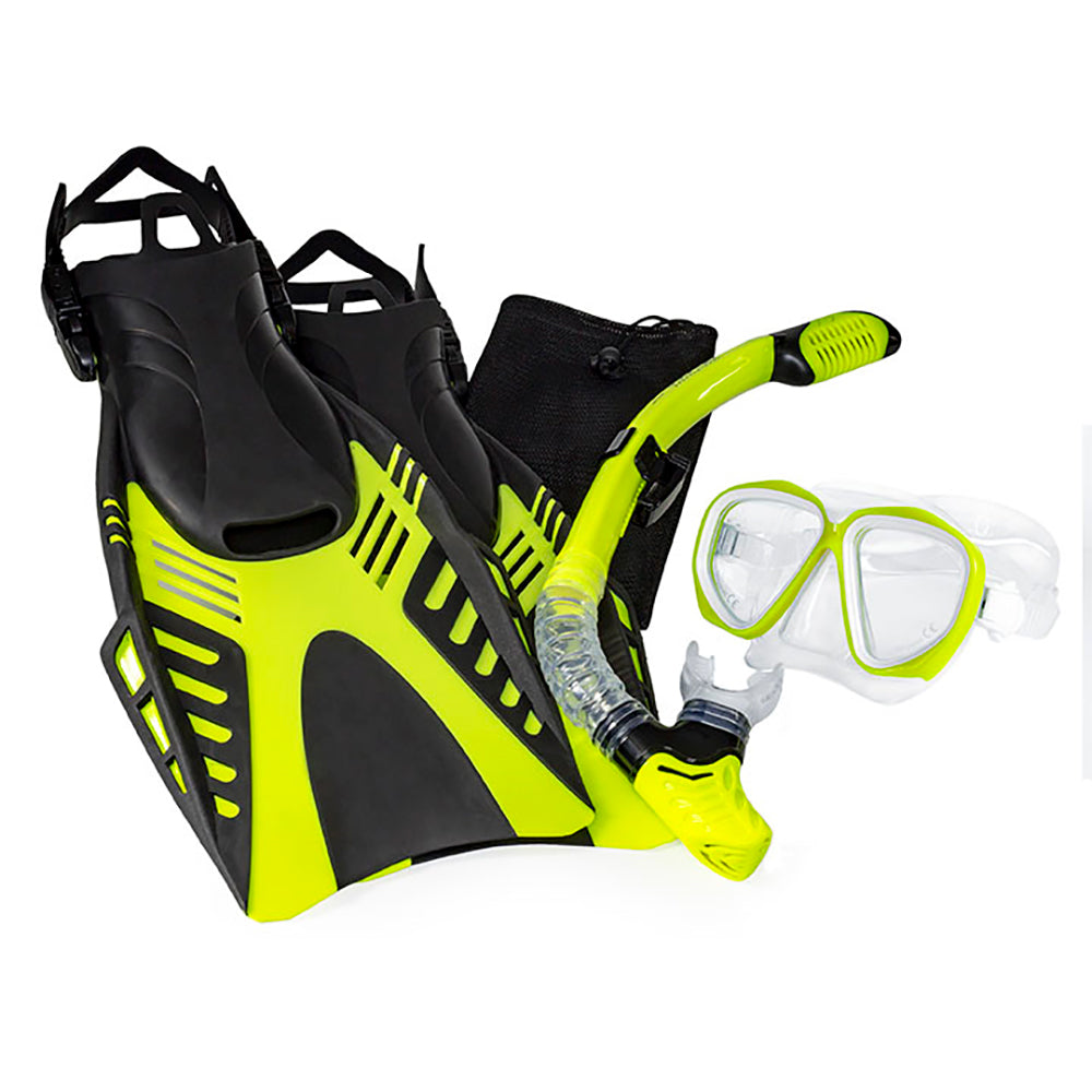 Aqua Leisure Dyna Adult 5-Piece Dive Set - Adult Size M/L Mens 4.5-8.5/Ladies 5.5-9.5 OutdoorUp