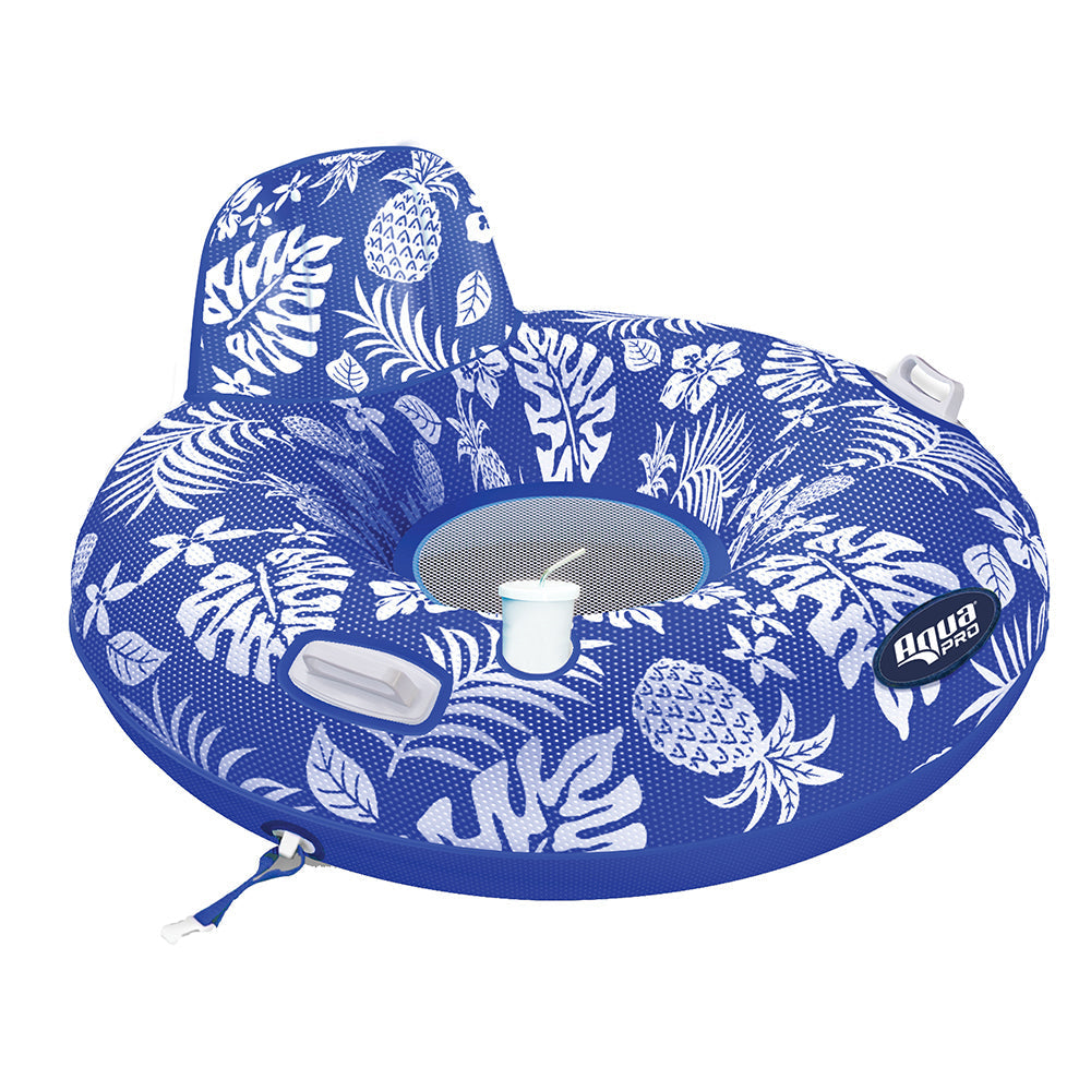 Aqua Leisure Supreme Lake Tube Hibiscus Pineapple Royal Blue w/Docking Attachment OutdoorUp