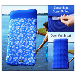 Aqua Leisure Supreme Oversized Controued Lounge Hibiscus Pineapple Royal Blue w/Docking Attachment OutdoorUp