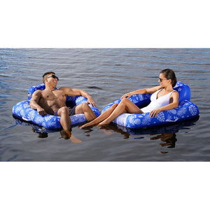 Aqua Leisure Supreme Zero Gravity Chair Hibiscus Pineapple Royal Blue w/Docking Attachment OutdoorUp