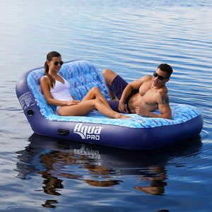 Aqua Leisure Ultra Cushioned Comfort Lounge Hawaiian Wave Print - 2-Person OutdoorUp
