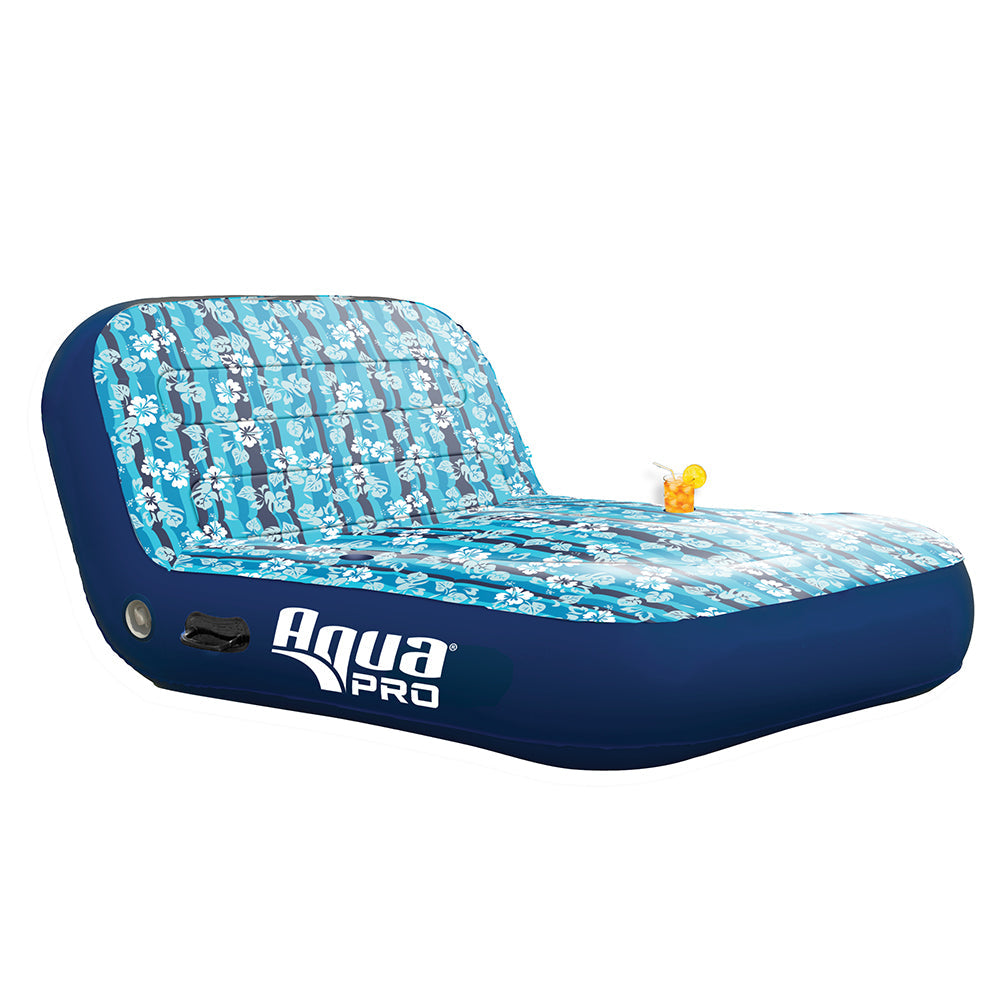 Aqua Leisure Ultra Cushioned Comfort Lounge Hawaiian Wave Print - 2-Person OutdoorUp