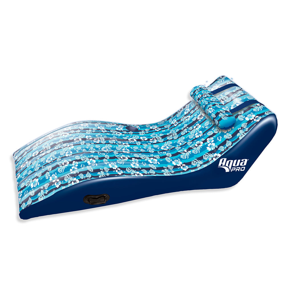 Aqua Leisure Ultra Cushioned Comfort Lounge Hawaiian Wave Print w/Adjustable Pillow OutdoorUp