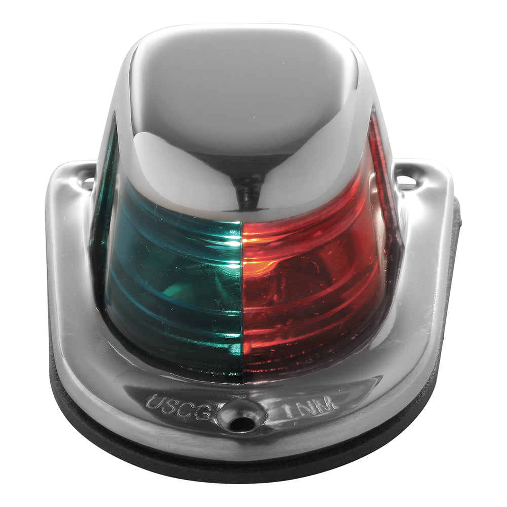 Attwood 1-Mile Deck Mount, Bi-Color Red/Green Combo Sidelight - 12V - Stainless Steel Housing OutdoorUp