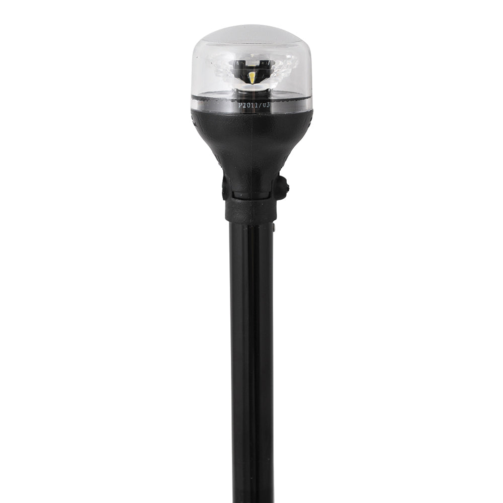 Attwood LightArmor All-Around Light - 12" Black Pole - Black Horizontal Composite Base w/Adapter OutdoorUp