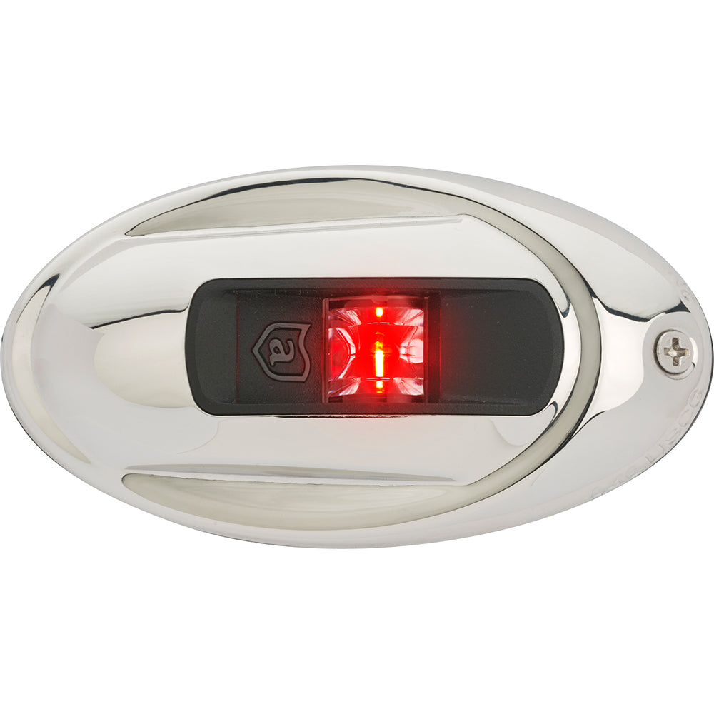Attwood LightArmor Vertical Surface Mount Navigation Light - Oval - Port (red) - Stainless Steel - 2NM OutdoorUp