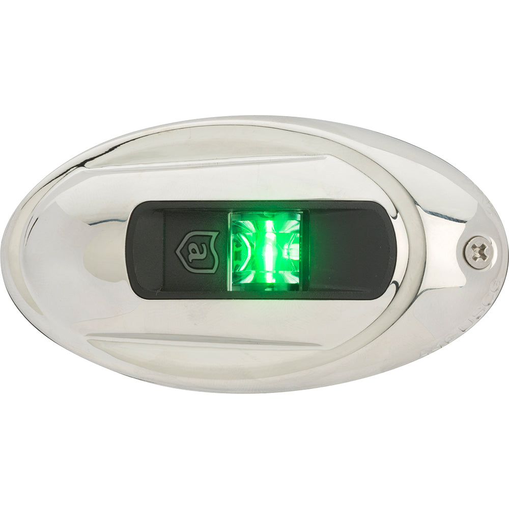 Attwood LightArmor Vertical Surface Mount Navigation Light - Oval - Starboard (green) - Stainless Steel - 2NM OutdoorUp