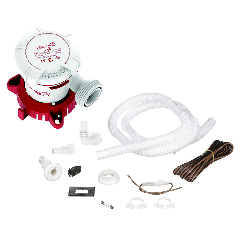 Attwood Tsunami MK2 T500 Manual Bilge Pump w/Installation Kit - 500 GPH  12V OutdoorUp