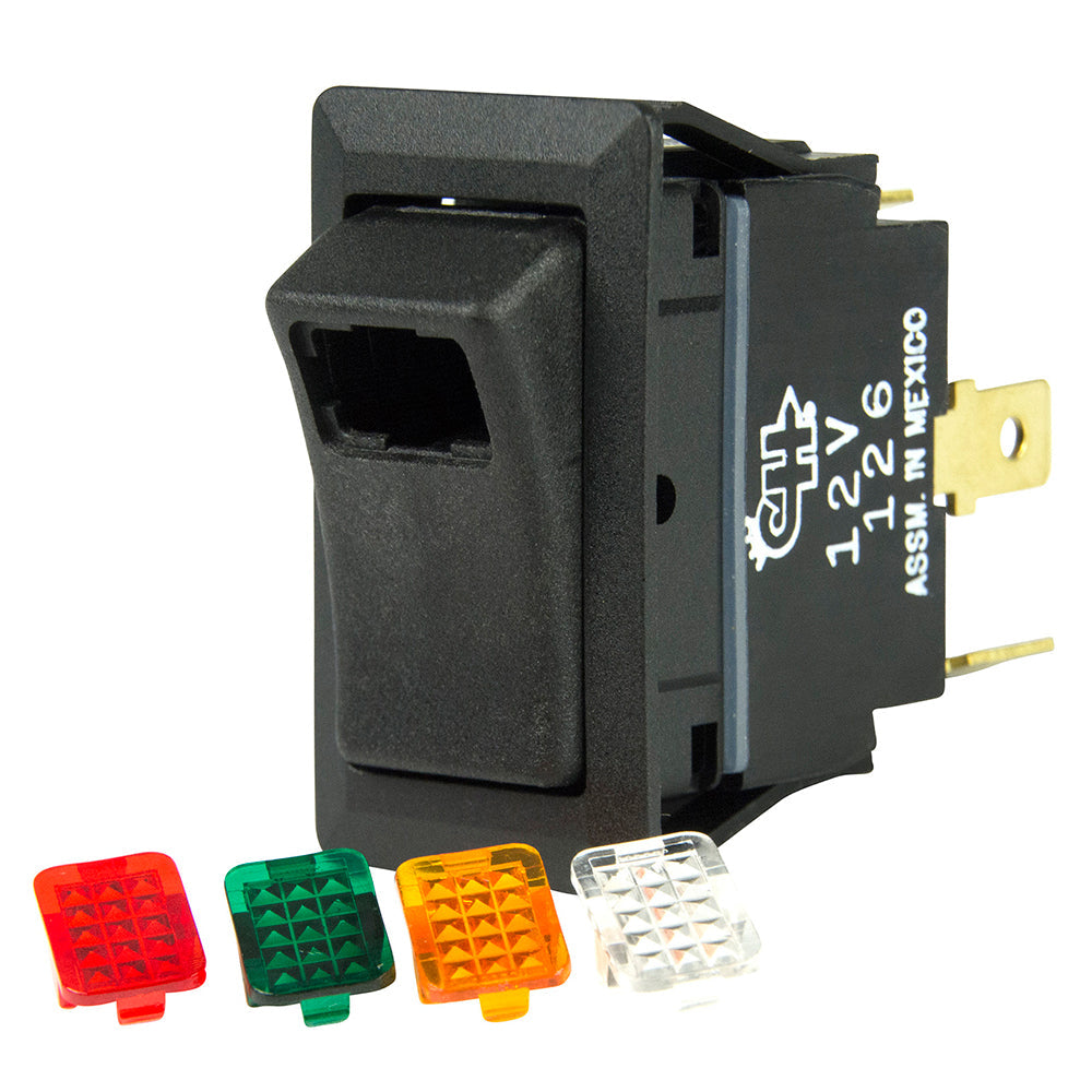 BEP SPST Rocker Switch - 1-LED w/4-Colored Covers - 12V/24V - ON/OFF OutdoorUp
