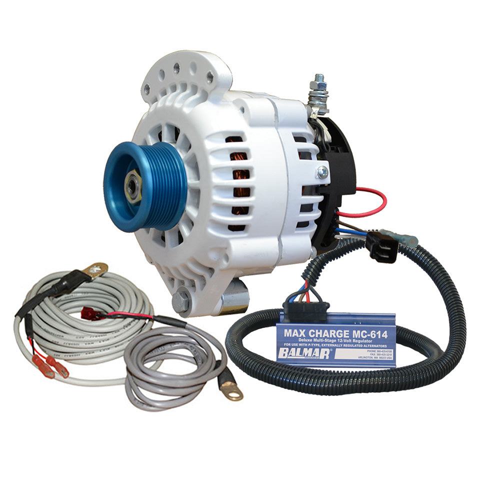 Balmar Alternator 100 AMP Kit 12V 1-2" Single Foot Spindle Mount J10 Pulley Regulator  Temp Sensor OutdoorUp