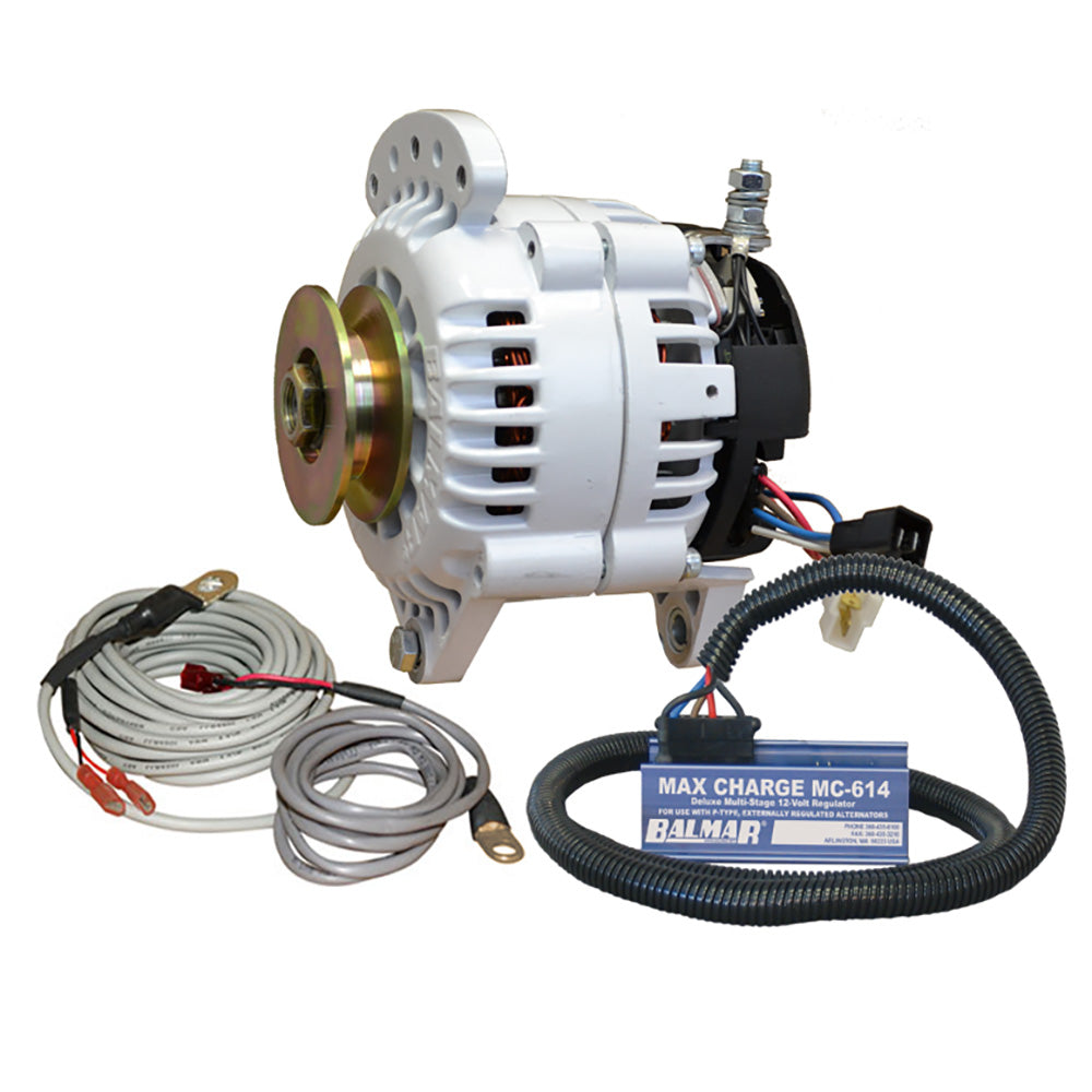 Balmar Alternator 100 AMP Kit 12V 3.15" Dual Foot Saddle Single Vee Pulley Regulator  Temp Sensor OutdoorUp