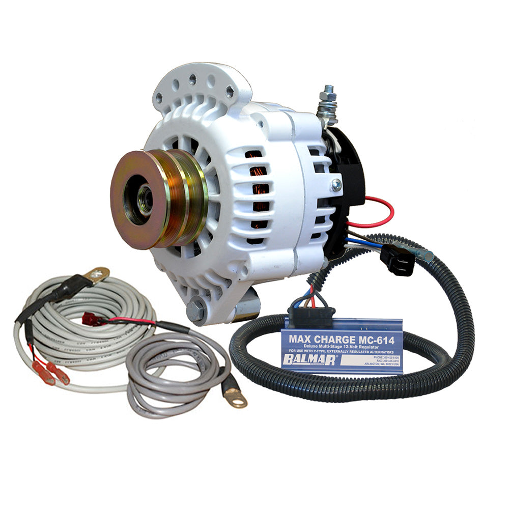 Balmar Alternator 120 AMP 12V 1-2" Single Foot Spindle Mount Dual Vee Pulley Regulator  Temp Sensor OutdoorUp