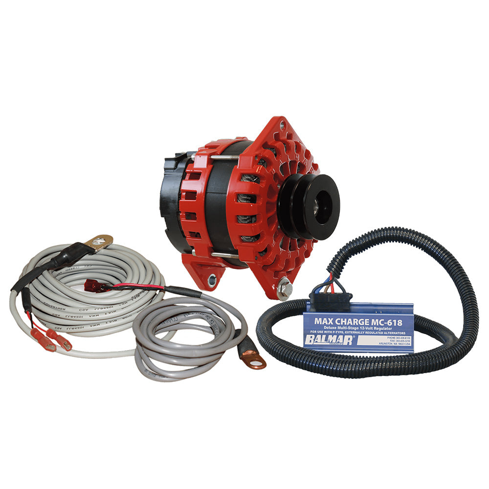 Balmar Alternator 250 AMP Kit 12V 3.15" Dual Foot Saddle Dual Vee Pulley Regulator  Temp Sensor OutdoorUp