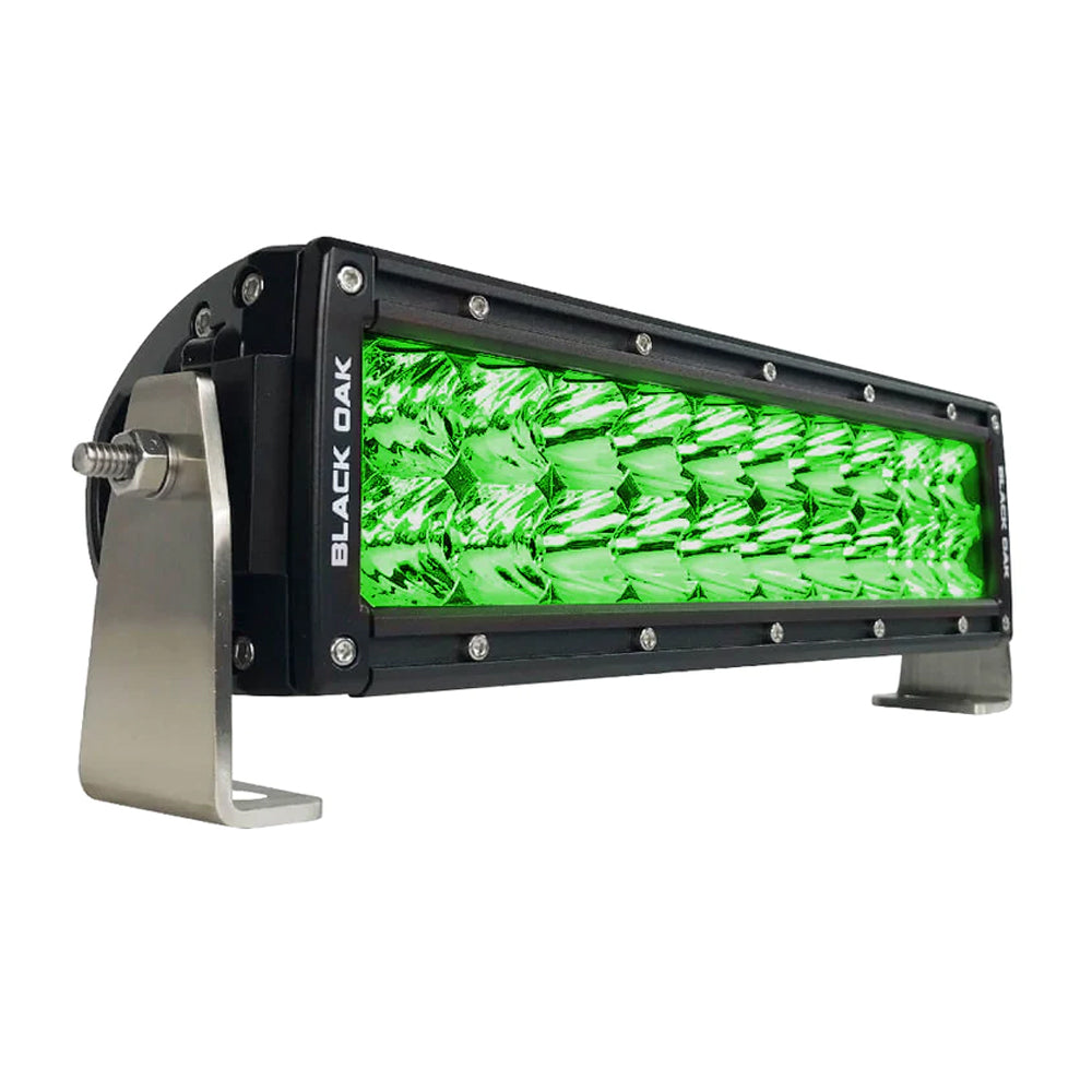 Black Oak Double Row Combo Green Hog Hunting 10" Light Bar - Black OutdoorUp