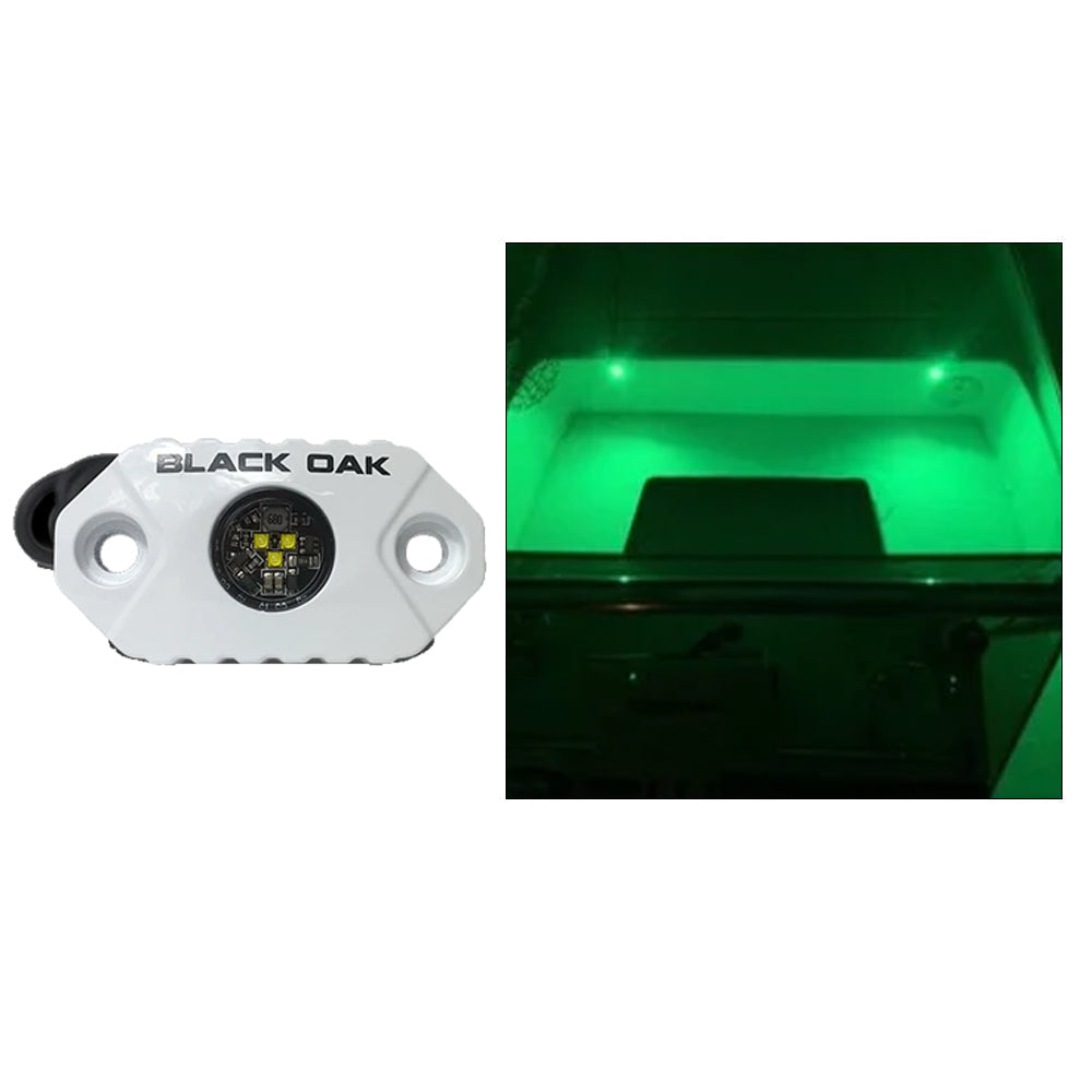 Black Oak Rock Accent Light - Green - White Housing OutdoorUp